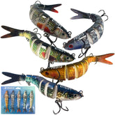 Pristis 5-piece multi-jointed swimbaits set display with varied colors