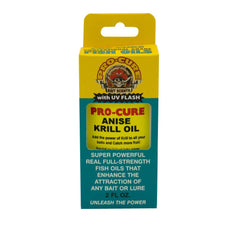Pro-Cure Anise Krill Bait Oil bottle close-up with real bait formula and UV flash
