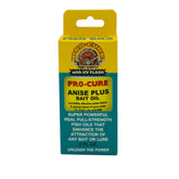 Pro-Cure Anise Plus Bait Oil in a clear bottle enhances lure appeal for bites