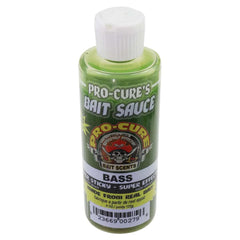 Pro-Cure Bass Bait Sauce on a lure, highlighting strong scent and ultra-sticky formula