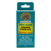 Pro-Cure Crappie Cocktail Super Gel bottle showing UV-enhanced formula for fish attraction.
