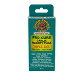 Pro-Cure Garlic Bloody Tuna Super Gel bottle demonstrates real bait scent for stronger attraction.