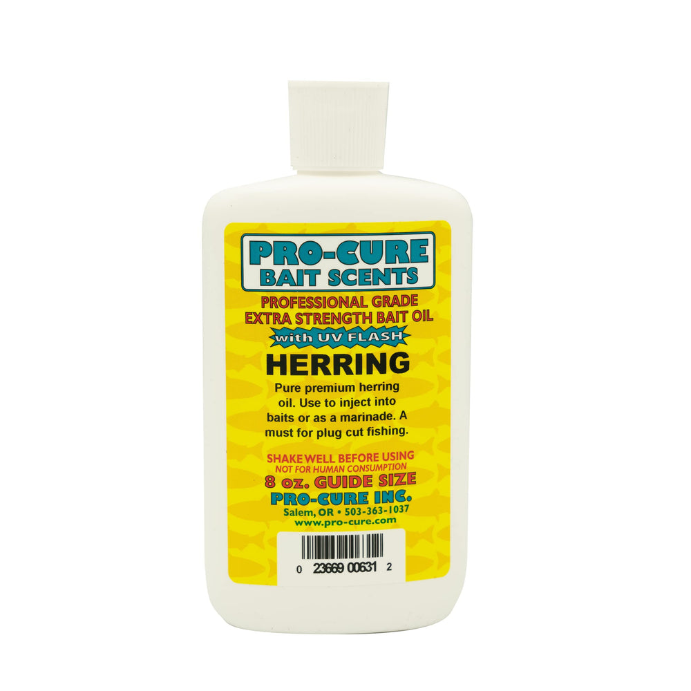 Pro-Cure Herring Bait Oil 8oz bottle enhances lure appeal for salmon anglers
