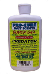Pro-Cure Predator Super Gel 8oz bottle, UV-enhanced scent for spoons and spinners.