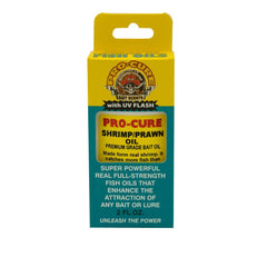 Pro-Cure Shrimp/Prawn Bait Oil bottle ready for marinating to boost bait appeal.