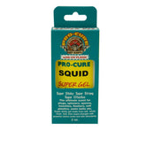 Pro-Cure Squid Super Gel bottle close-up shows real bait scent with UV boost.