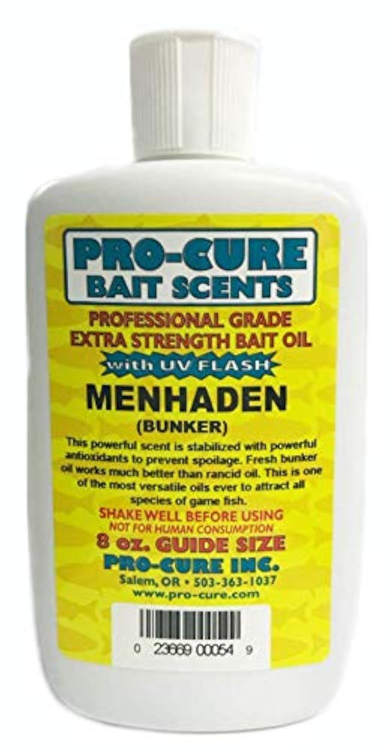 Pro-Cure Stabilized Menhaden Bait Oil bottle front with UV-Flash scent