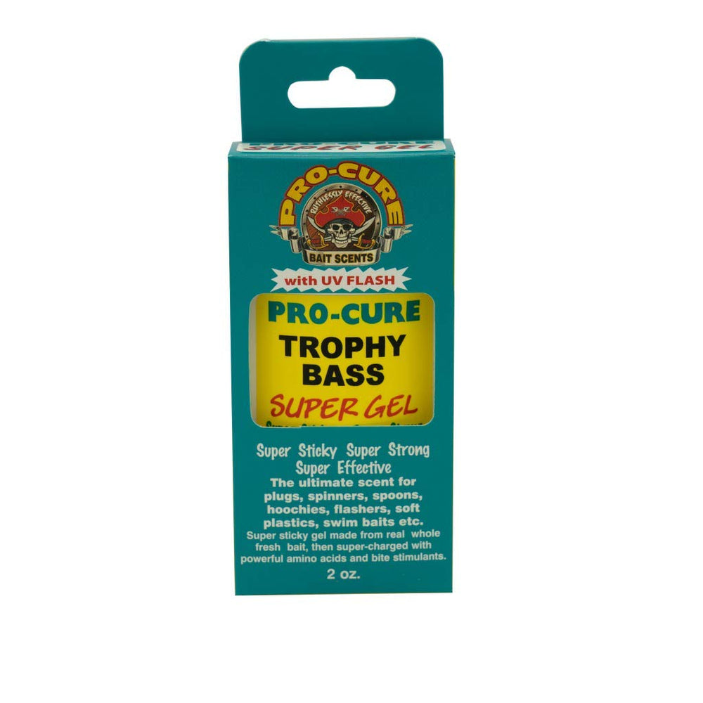 Pro-Cure Trophy Bass Super Gel 2 Ounce bottle label