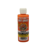 Pro-Cure Trout Bait Sauce orange bottle shows ultra-sticky formula for lures.