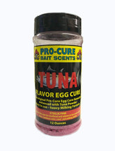 Pro-Cure Tuna Flavor Egg Cure Steelie Pink 12 oz bottle close-up for strong scent appeal.