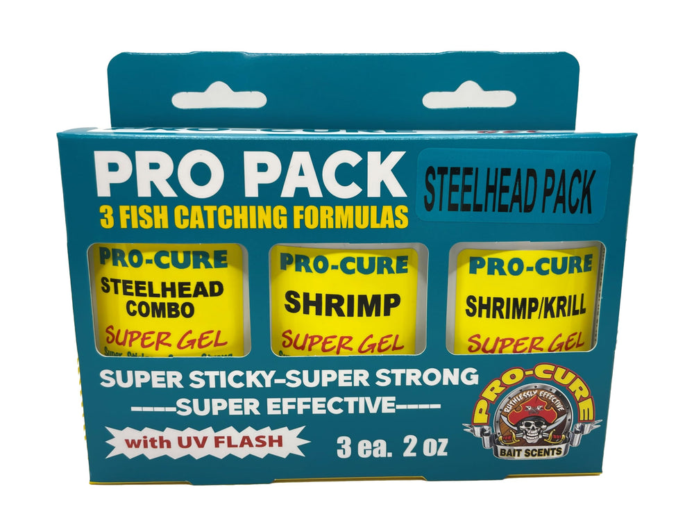 Pro Pack Steelhead featuring Steelhead Combo, Shrimp, and Shrimp Krill Super Gel scents