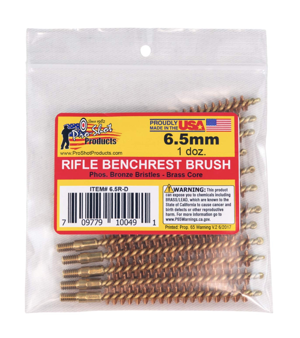 Pro-Shot 6.5mm rifle bore brush with brass core and bronze bristles