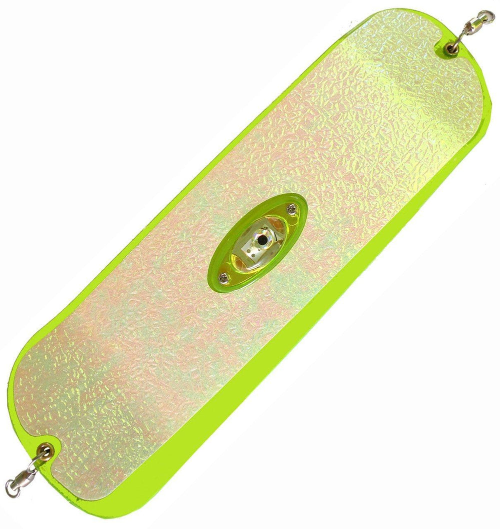 Pro-Troll ProFlash lighted flasher with glow chartreuse shines for nighttime trolling.