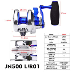 PROBEROS brake system on the reel delivers smooth stopping for jigging and trolling.