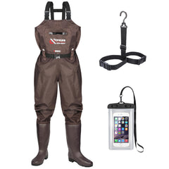 PROBITE chest waders front view with boots for waterproof protection in wet conditions.