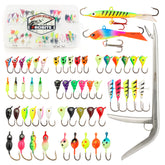PROBITE 56-piece ice fishing kit overview with lures and tackle box