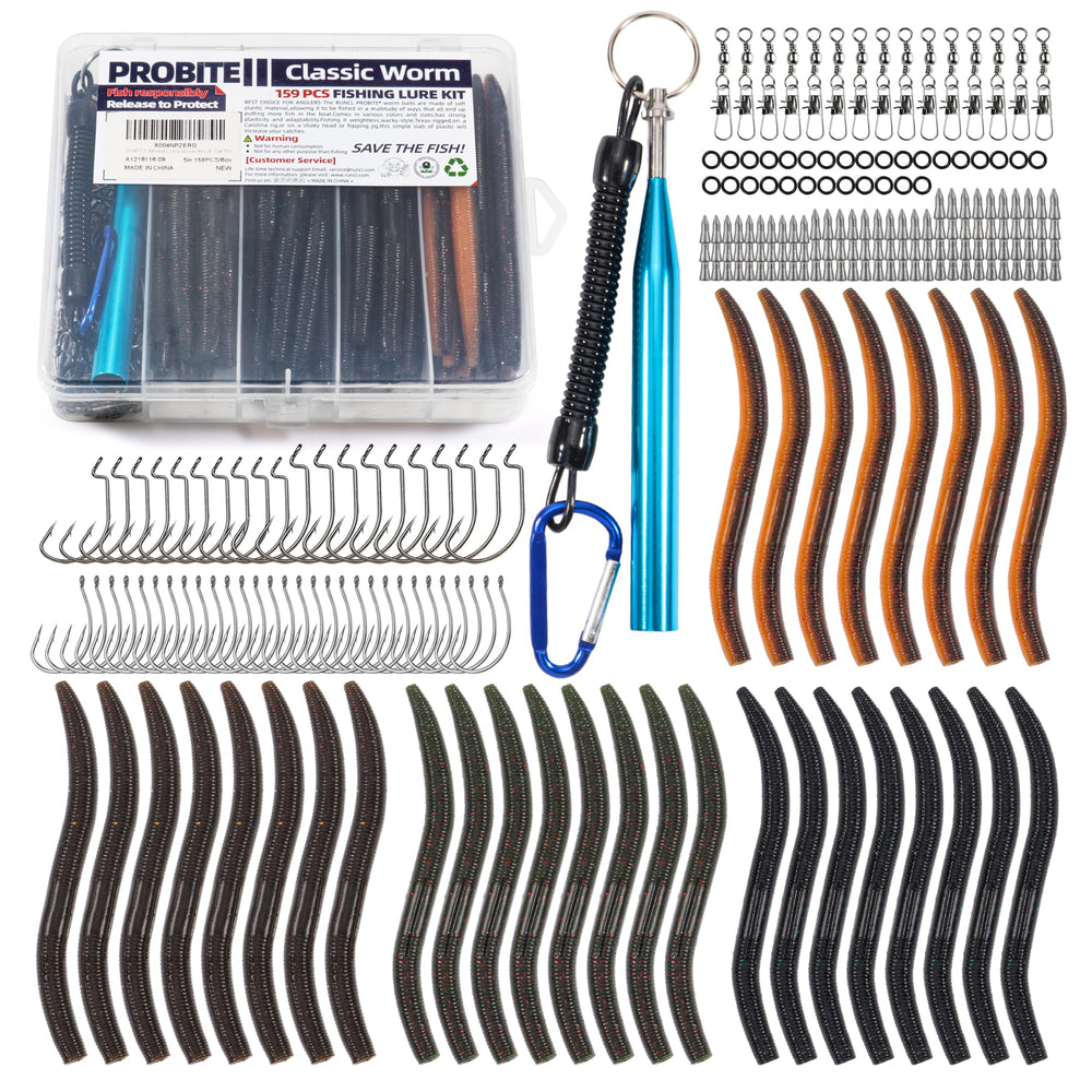 PROBITE Senko worms lure kit front view—compact setup ideal for ready bass fishing sessions.