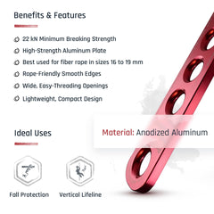 Side view of ProClimb termination plate showing lightweight aluminum design