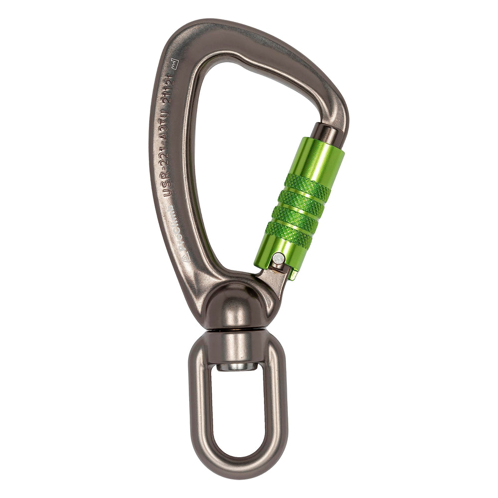 ProClimb aluminum swivel triple lock side view shows durable construction for arborist work