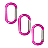 ProClimb oval straight gate pink carabiner pack of three for versatile everyday use.