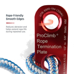 Carabiner-ready hole on ProClimb plate for quick line connection