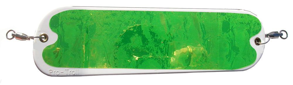 Proco HotChip 11 Flasher with EChip in Mt Dew enhances lure visibility for salmon.