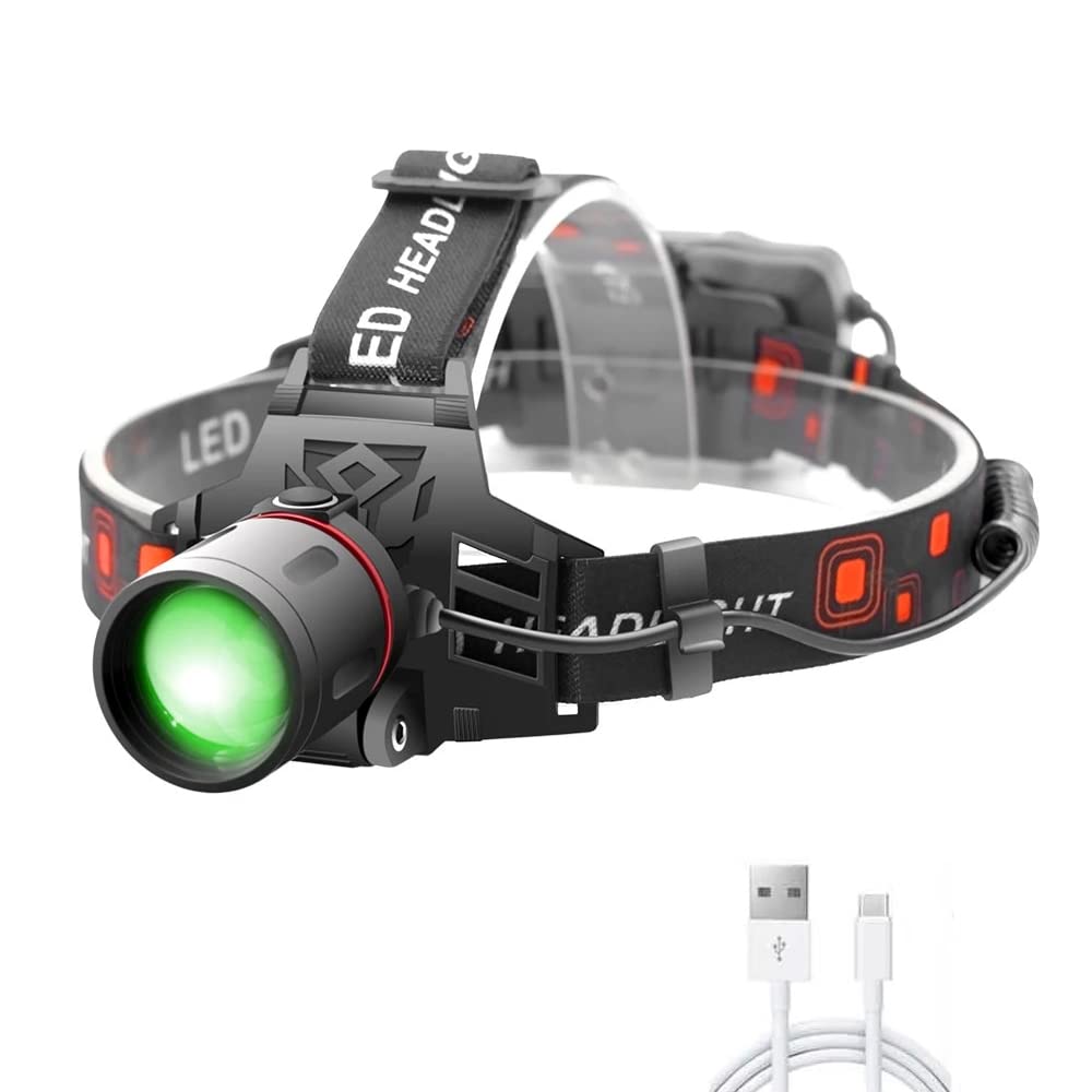PROFORUS LED headlamp green beam close-up for stealth night hunting.