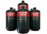 Propane cylinders 16 oz six-pack shown from exterior, ready for outdoor cooking.