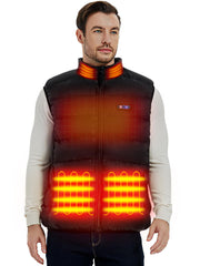 PTAHDUS men's heated vest front view shows four heating zones for all-around warmth.