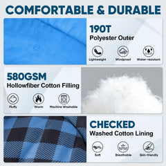 PTEROMY sleeping bag blue inner cotton lining feels soft and cozy for long rests.