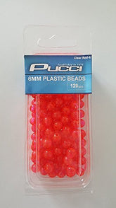 Pucci CRB-6 beads, 120-pack, Clear/Red, 6mm, ideal for lure making