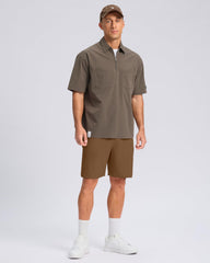 Pudolla casual shorts with elastic waistband offering comfortable, flexible fit during activity.