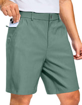 Pudolla men's golf shorts show 4-way stretch for swing mobility.