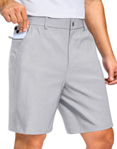Pudolla men's golf shorts with 7-inch elastic waistband for flexible movement on the course.