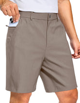 Pudolla men's golf shorts 7-inch inseam urban fit, flexible movement on the course.