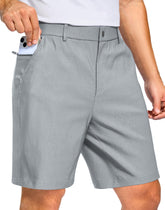 Pudolla men's golf shorts Shadow Grey front view, 7-inch inseam for versatile wear