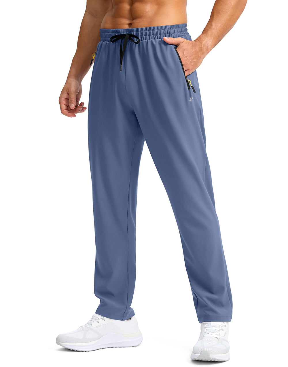 Pudolla sweat pants haze blue front-view for relaxed daily comfort and easy movement.