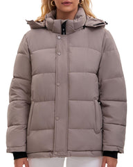 PUFFIT Women mid-length puffer jacket front view shows a sleek silhouette and versatile warmth.