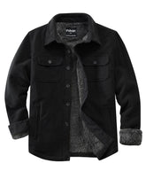 Puhope men's polar fleece shirt jacket front view with classic button-down styling and warmth