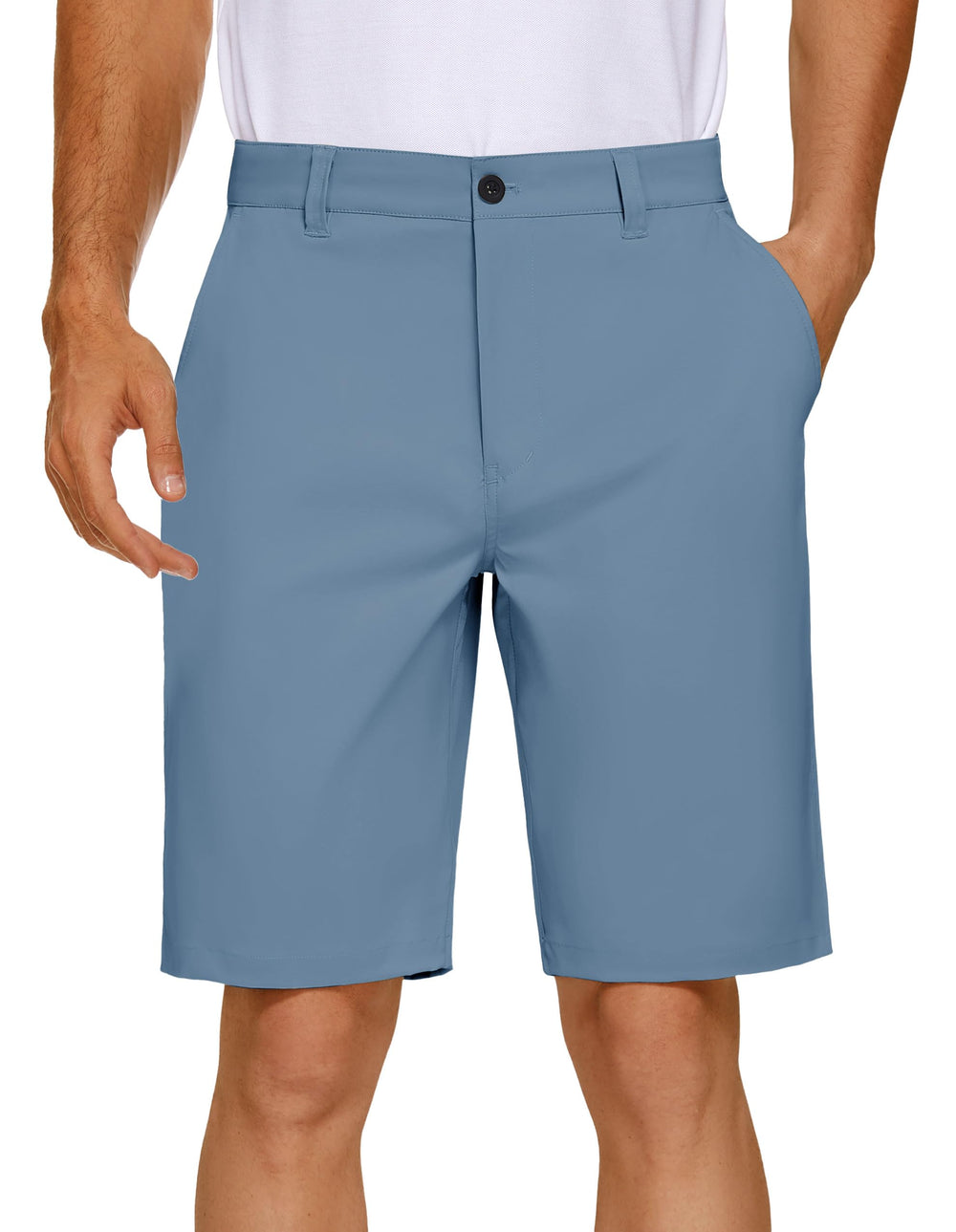 PULI men's golf shorts 9-inch inseam front view showcasing lightweight breathable fabric for all-day comfort.