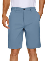 PULI men's golf shorts 9-inch inseam front view showcasing lightweight breathable fabric for all-day comfort.