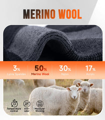 Puliou Merino Wool Hiking Socks arch-support detail for stability.