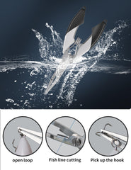 Braid line cutter feature and cutting edge on Split Ring Pliers