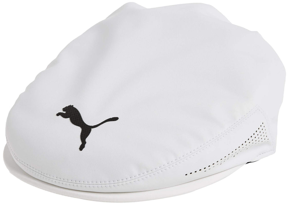 Pumagolf 2020 Men's Tour Driver Hat front view shows bright white finish and sun protection.