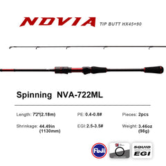 PureLure EGI rod featuring HX 45+90 reinforcement for powerful casting.