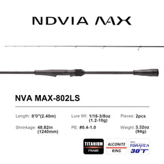Pure Lure NDVIA MAX shore finesse 862MLS in fast action for small fish.