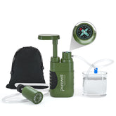 Purewell water hand purifier pump front view for compact camping hydration