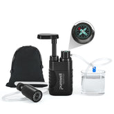 Purewell water purifier pump front view highlighting portable design for on-the-go hydration.