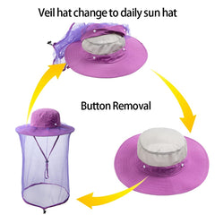 Foldable and packable purple hat for outdoor use