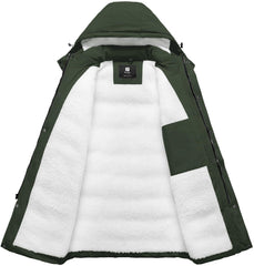 Pursky jacket army green sherpa lining close-up emphasizes cozy warmth